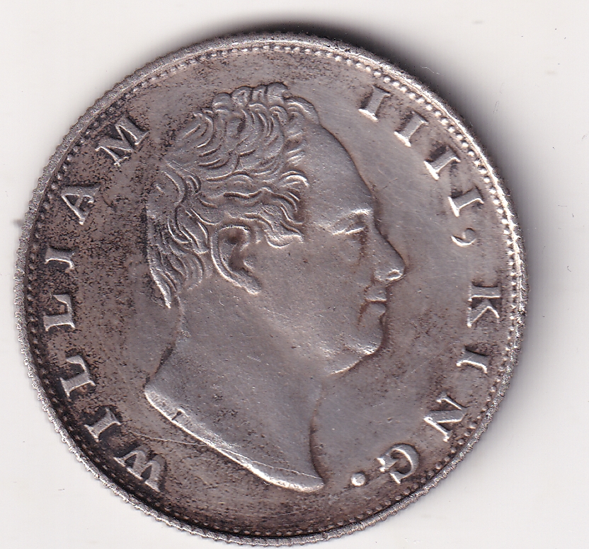 EAST INDIA CO. – Antique One Rupee 1835 Silver (91.6%) UNC Rare (0573)