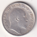 KING EDWARD VII – Antique Qr. Rupee 1904 Silver VF Rare (2525)